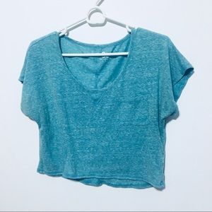 Turquoise Blue Cotton Crop Top, M